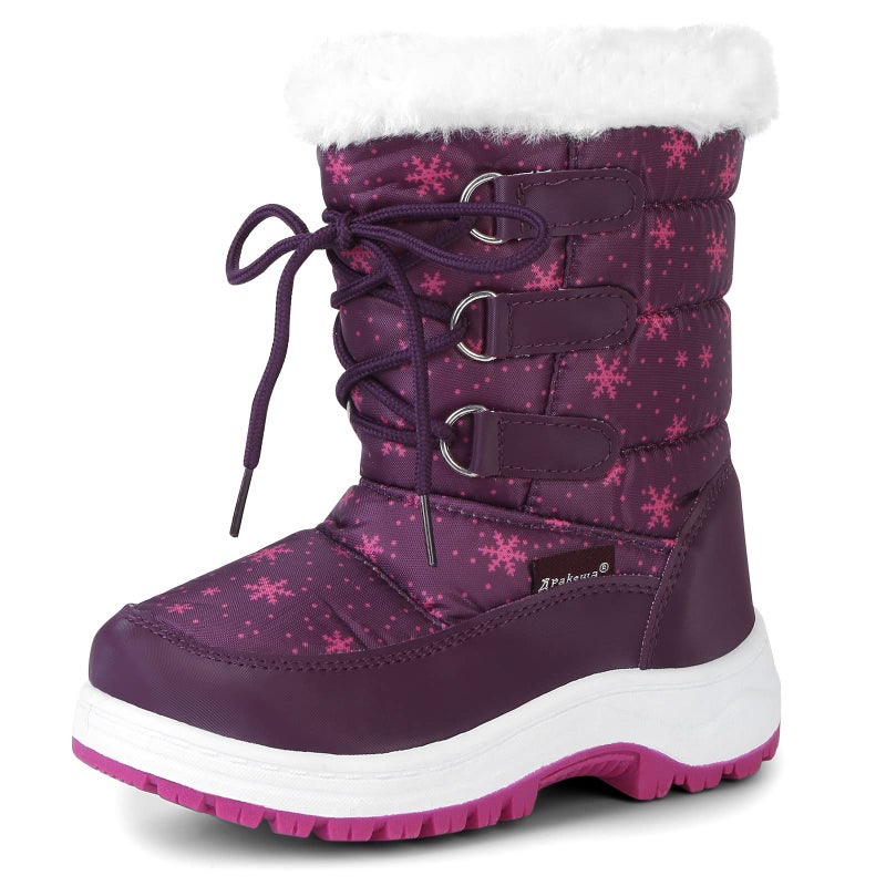 Apakowa Kids Girls Insulated Fur Winter Warm Snow Boots (Toddler/Little Kid) (Color : Purple, Size : 6 M US Toddler) - Image 1